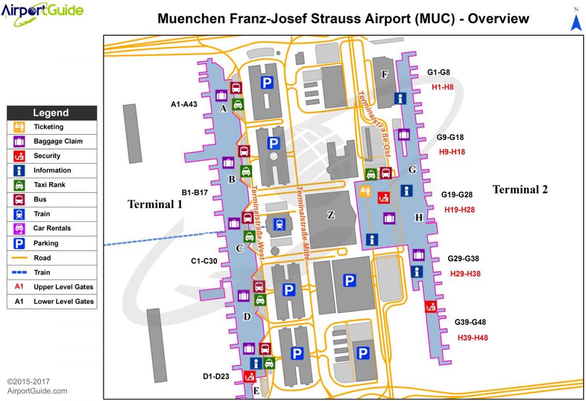میونخ بین الاقوامی ہوائی اڈے کا نقشہ