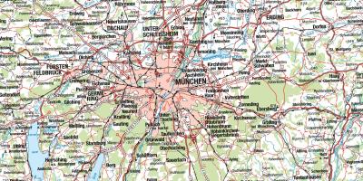 نقشہ کے میونخ اور ارد گرد کے شہروں