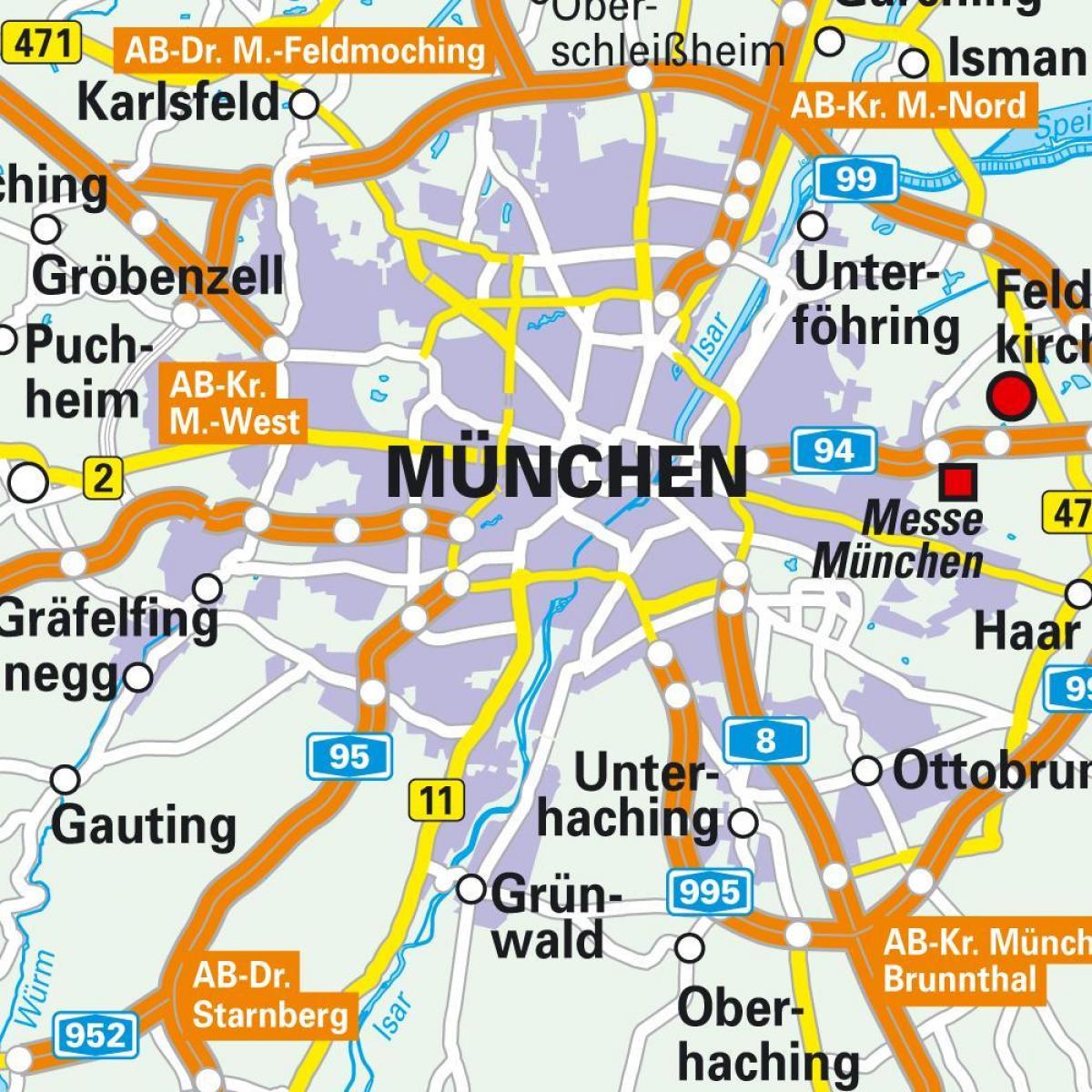 میونخ شہر کے مرکز نقشہ