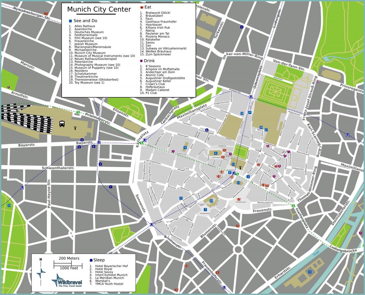 سیاحوں کی نقشہ میونخ کے پرکشش مقامات