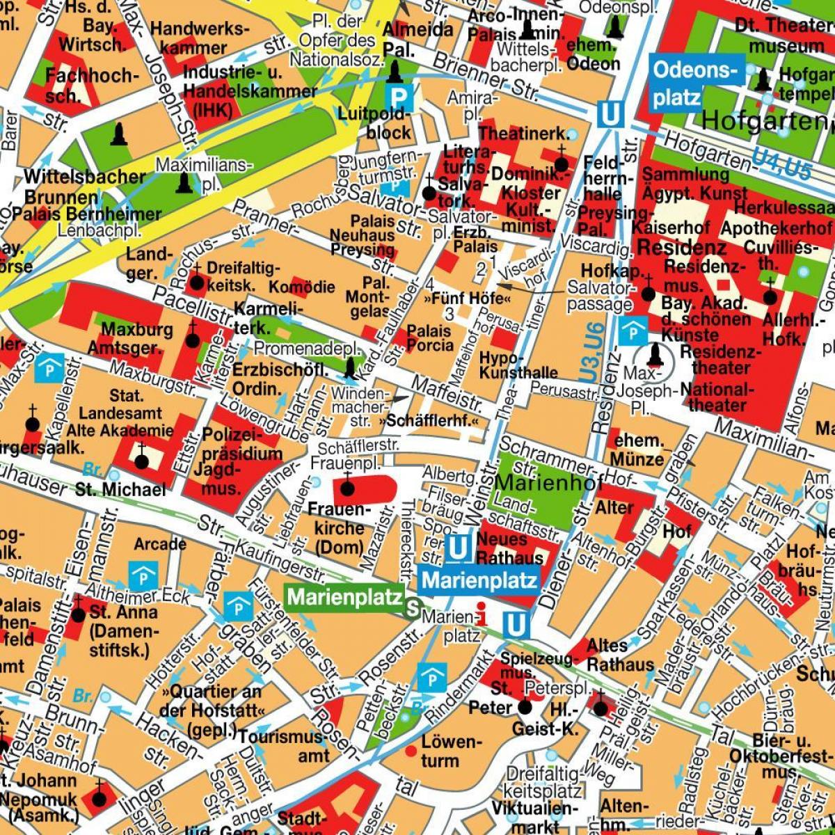 سڑک کے نقشے میونخ شہر کے مرکز