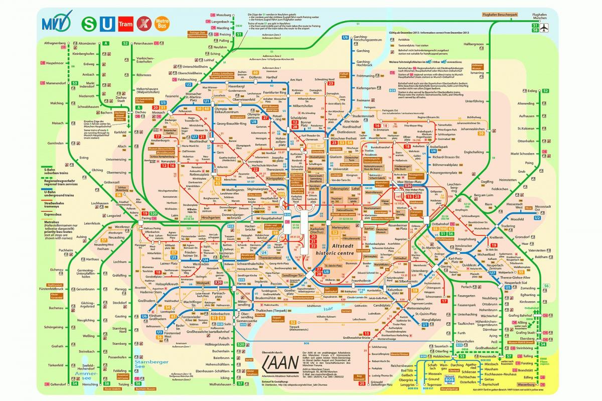 میونخ عوامی نقل و حمل کا نقشہ