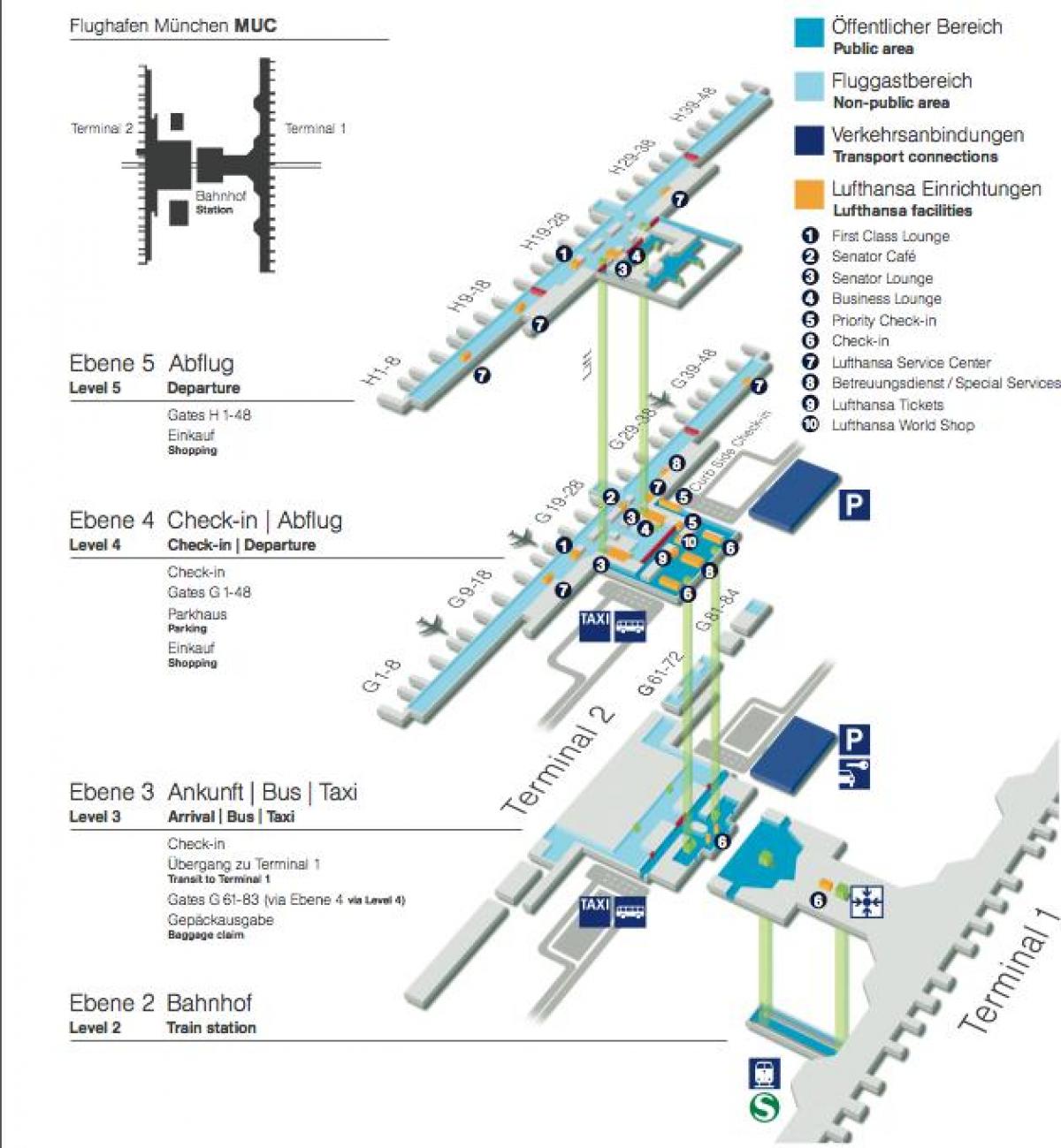 نقشہ میونخ کے ہوائی اڈے lufthansa