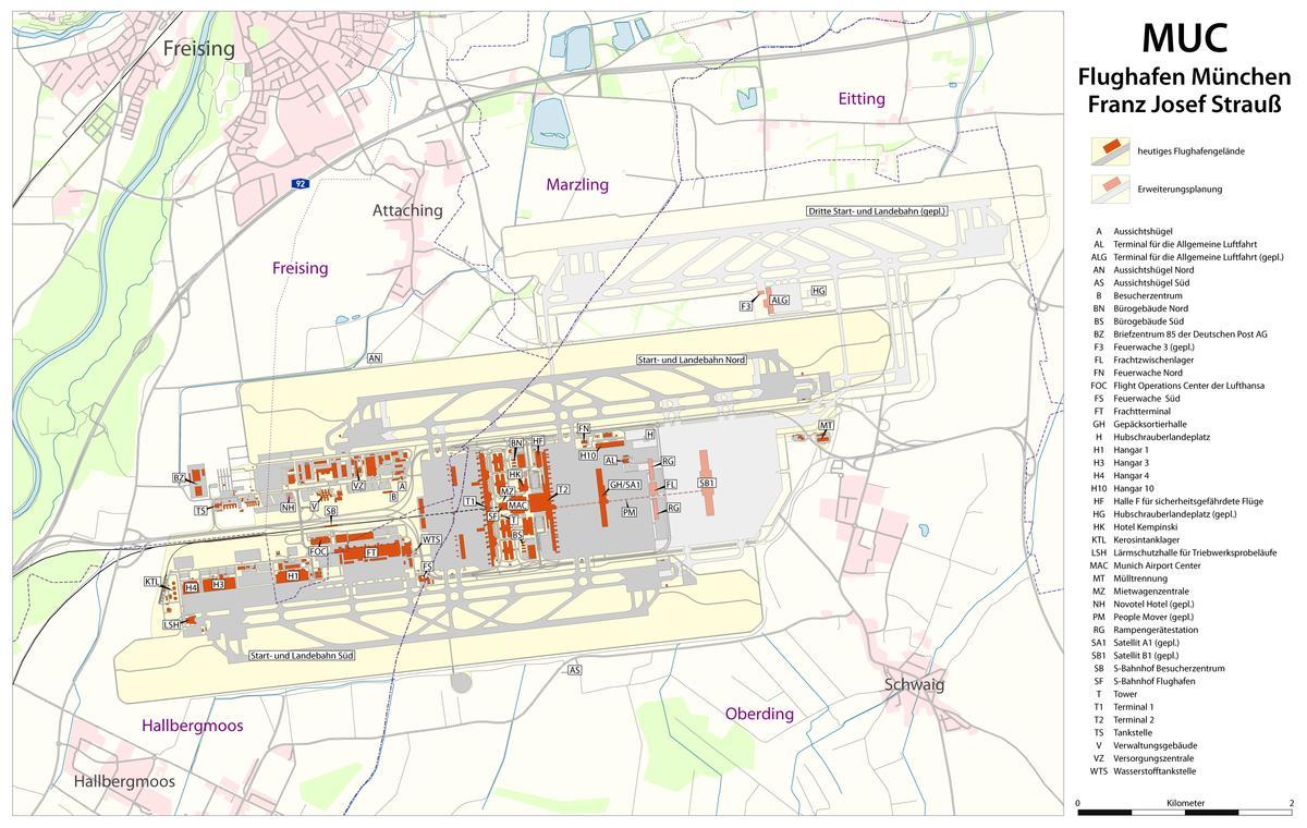 میونخ ہوائی اڈے کے ٹرمینل کا نقشہ